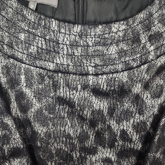 Black and Gray Loepard Print Sleeveless Kristen Davis Midi Dress Size 2 - Picture 3 of 8